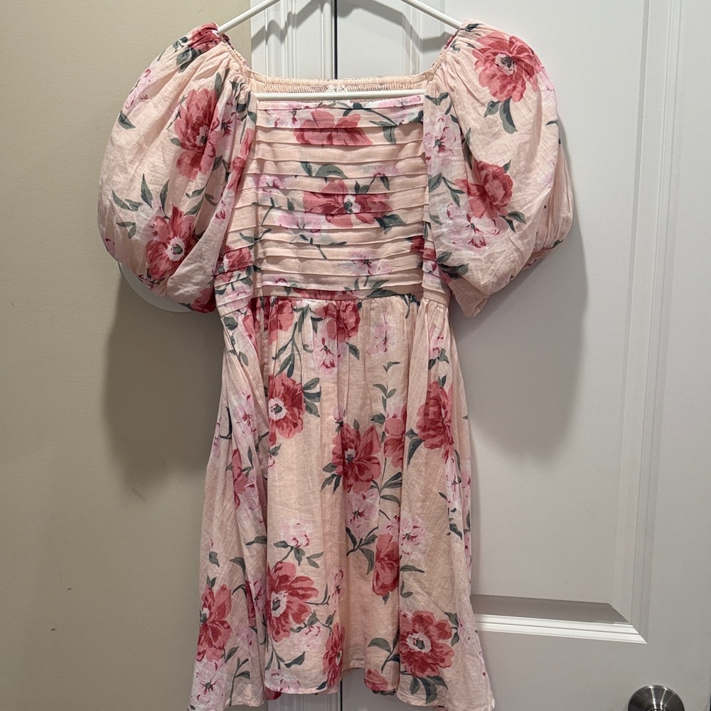Abercrombie Kids Blush Floral Puff Sleeve Dress